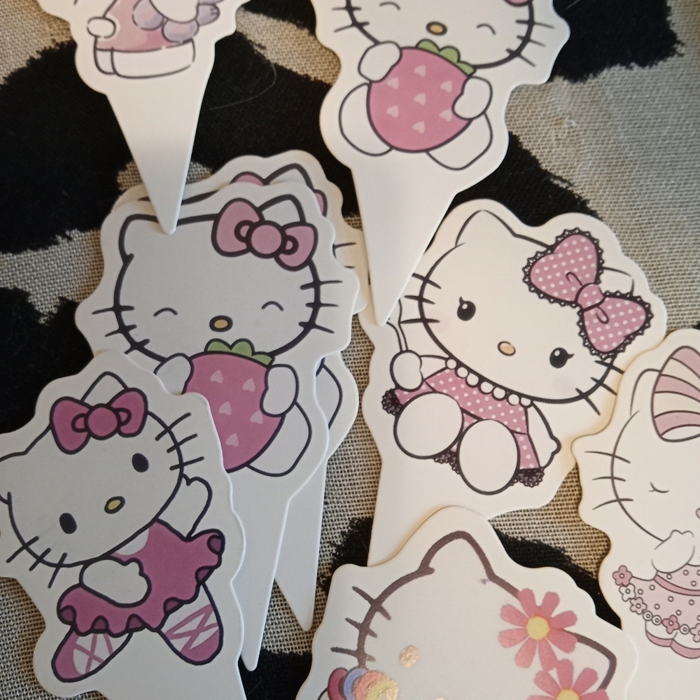 Hello Kitty Cake Toppers - Pink and White